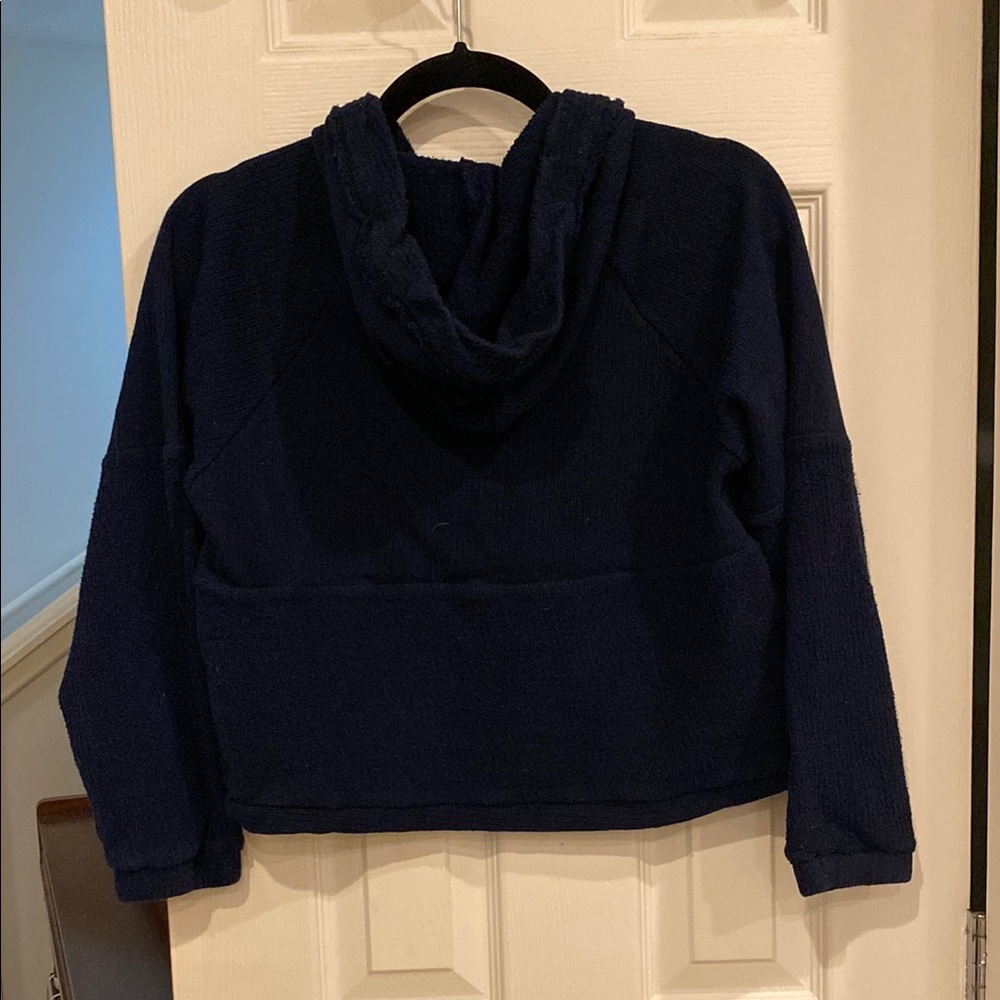 Navy Blue Hoodie with Button Detail - Picture 7 of 7